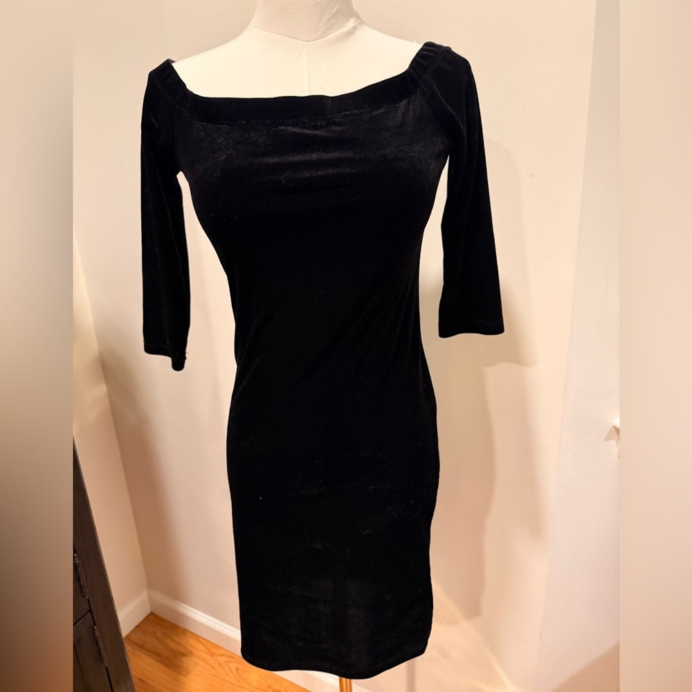 Ambiance Black Off The Shoulder Black Velvet Dress